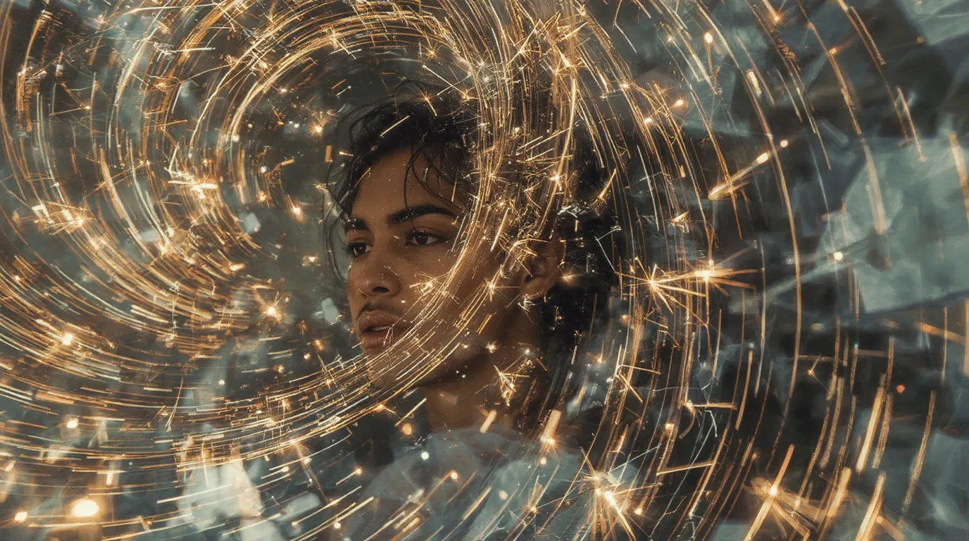 A luminous field surrounding a human figure